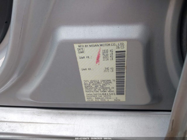 1N4AL3AP2FN881505 Nissan Altima 2.5 S