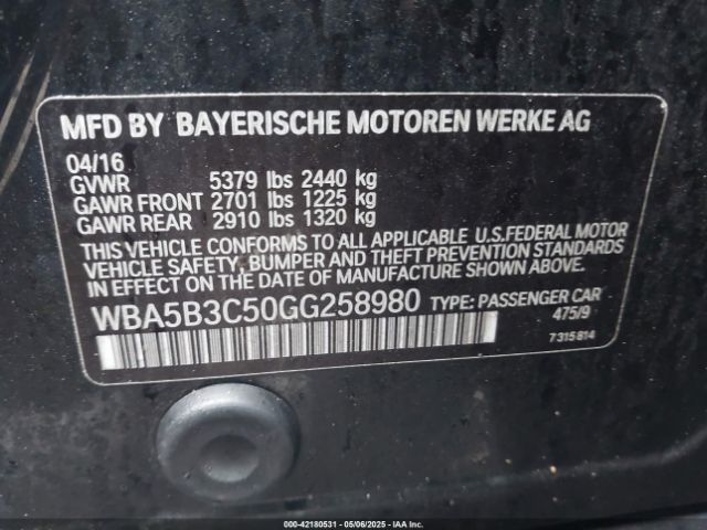 2016 BMW 535I WBA5B3C50GG258980 Photo 8