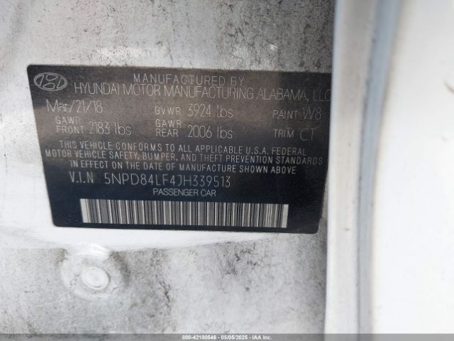 5NPD84LF4JH339513 Hyundai Elantra Value Edition