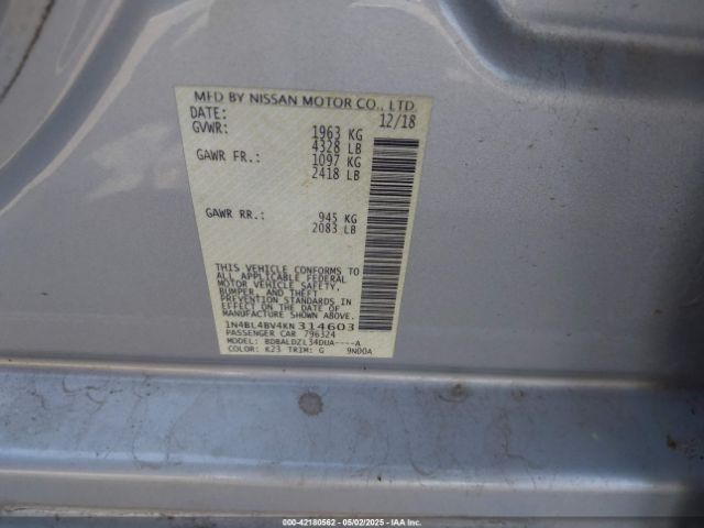 1N4BL4BV4KN314603 Nissan Altima 2.5 S