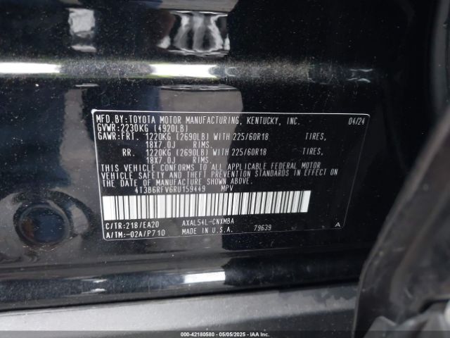 4T3B6RFV6RU159449 Toyota Rav4 Hybrid Xle Premium