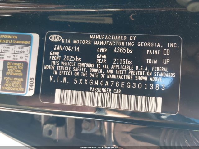5XXGM4A76EG301383 KIA Optima Lx