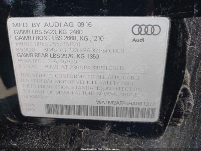 WA1M2AFP6HA061312 Audi Q5 2.0t Premium