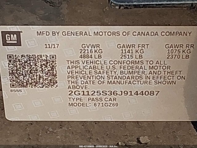 2G1125S36J9144087 Chevrolet IMPALA 2LZ