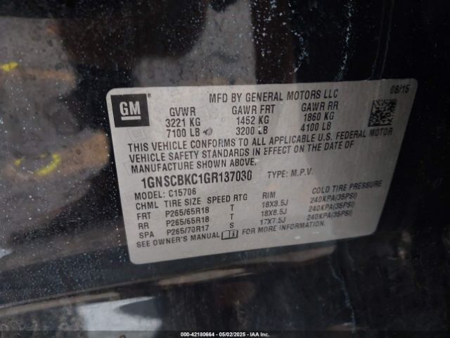 2016 CHEVROLET TAHOE 1GNSCBKC1GR137030 Photo 8