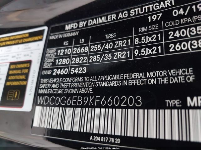 2019 MERCEDES-BENZ AMG GLC 43 WDC0G6EB9KF660203 Photo 8