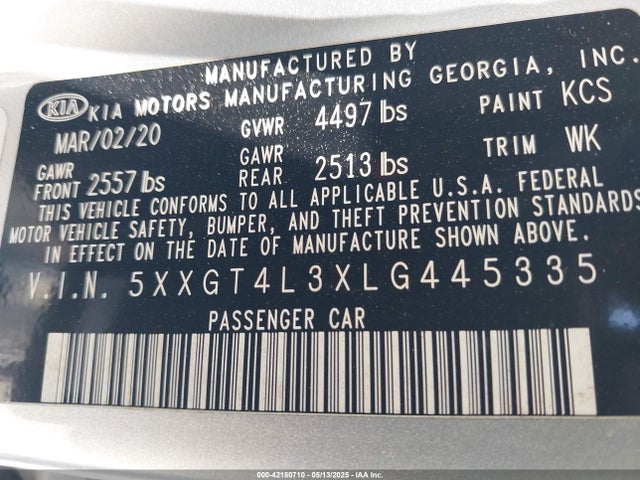 5XXGT4L3XLG445335 KIA Optima Lx