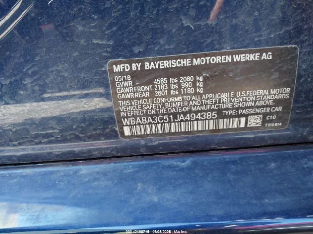 2018 BMW 320I WBA8A3C51JA494385 Photo 8
