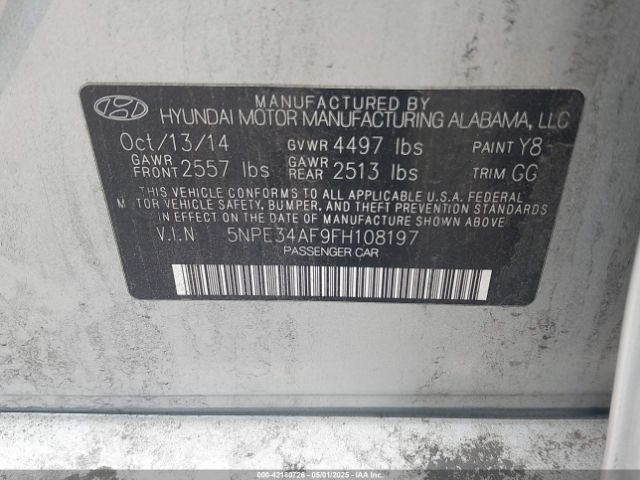 5NPE34AF9FH108197 Hyundai Sonata Sport