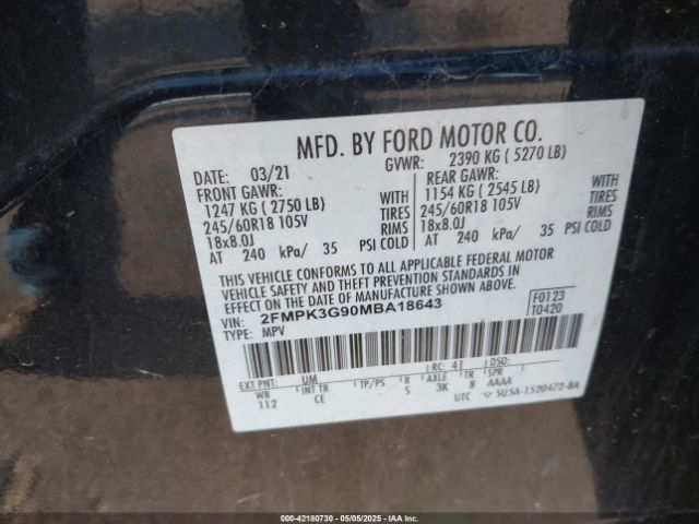 2021 FORD EDGE 2FMPK3G90MBA18643 Photo 8