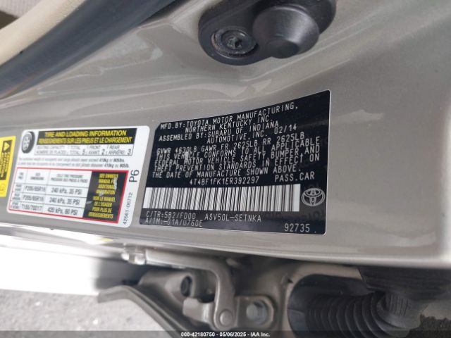 4T4BF1FK1ER392297 Toyota CAMRY LE