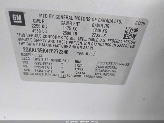 2GKALSEK4F6272346 GMC Terrain Slt-1