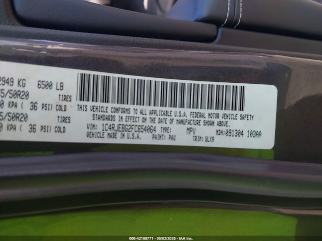 1C4RJEBG2FC654064 Jeep Grand Cherokee Limited