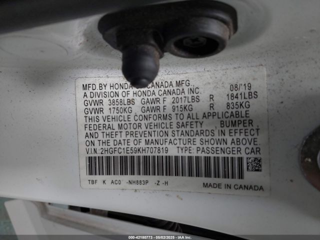 2HGFC1E59KH707819 Honda CIVIC SI