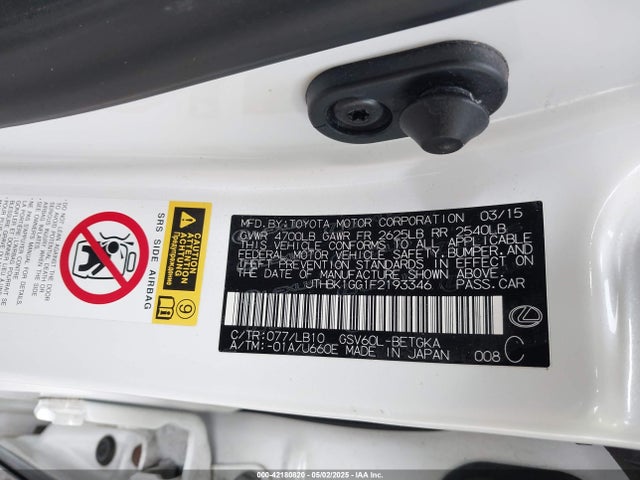 JTHBK1GG1F2193346 Lexus ES 350