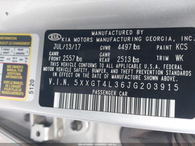 5XXGT4L36JG203915 KIA Optima Lx