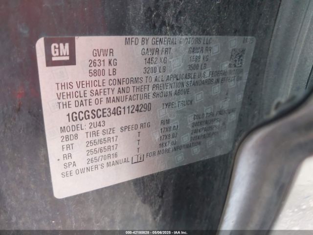 1GCGSCE34G1124290 Chevrolet Colorado Lt