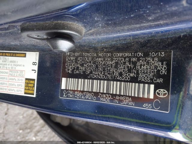 JTDKN3DU7E1746200 Toyota Prius Three