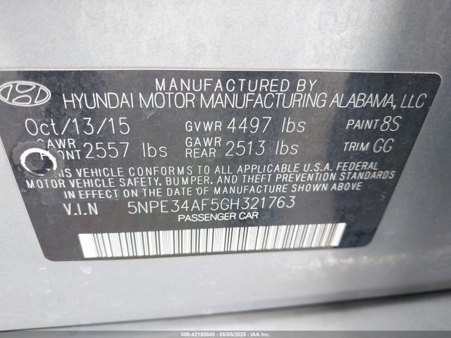 5NPE34AF5GH321763 Hyundai dohc gdi theta-ii