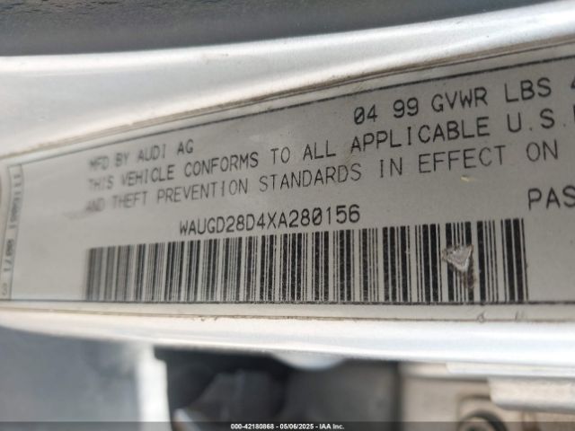 1999 AUDI A4 WAUGD28D4XA280156 Photo 8