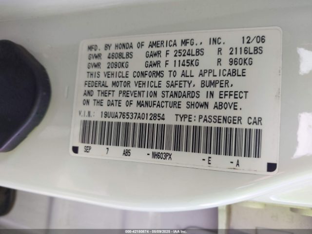 2007 ACURA TL 19UUA76537A012854 Photo 8