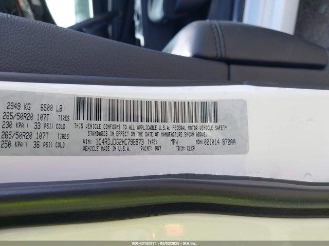 1C4RDJDG2HC798973 Dodge Durango