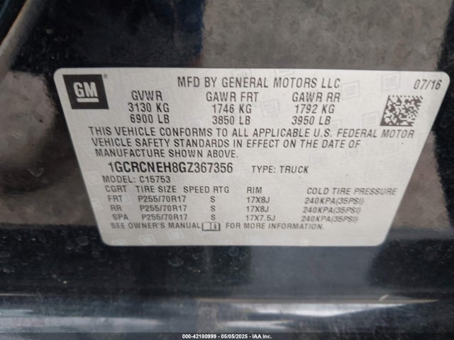 1GCRCNEH8GZ367356 Chevrolet Silverado 1500 Ls