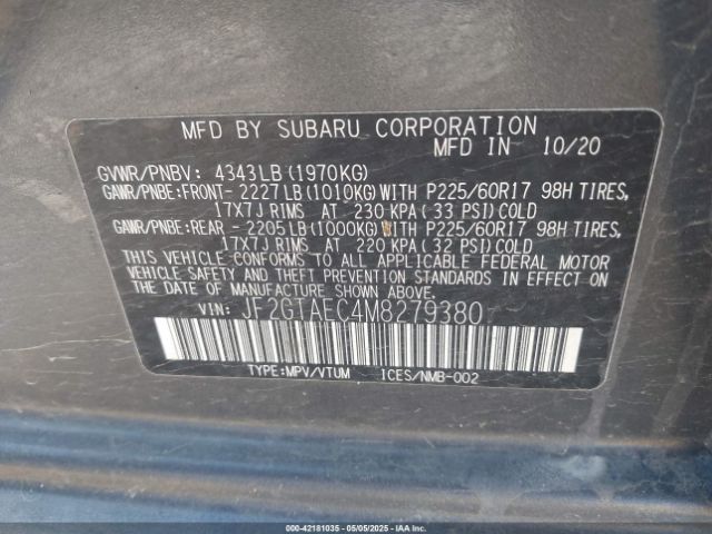 2021 SUBARU CROSSTREK JF2GTAEC4M8279380 Photo 8