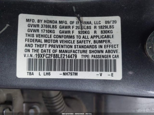 19XFC2F88LE214479 Honda Civic Sport