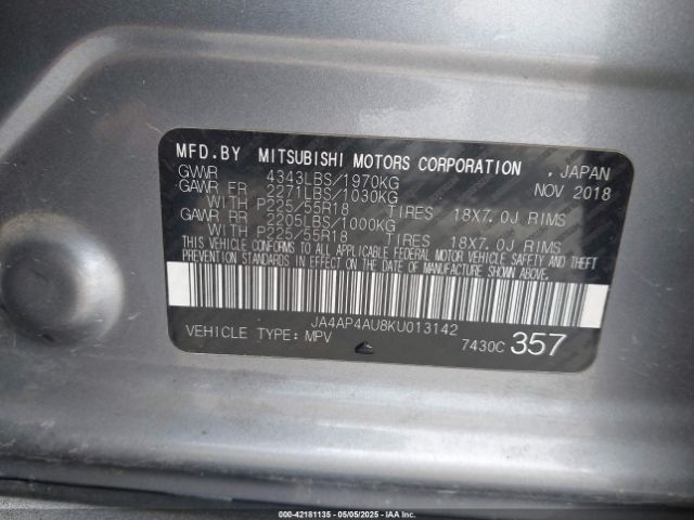 2019 MITSUBISHI OUTLANDER SPORT JA4AP4AU8KU013142 Photo 8