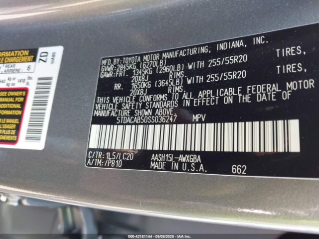 5TDACAB50SS036247 Toyota Grand Highlander Hybrid Limited