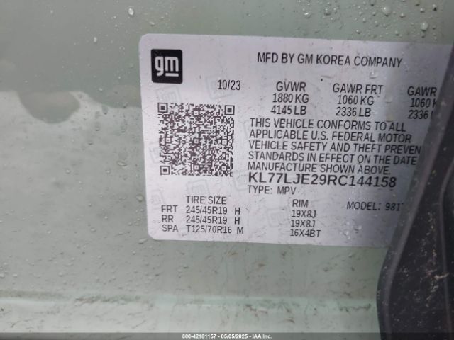 KL77LJE29RC144158 Chevrolet Trax Fwd 2rs