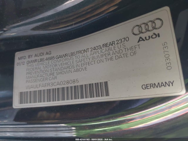 2012 AUDI A5 WAULFAFR3CA028085 Photo 8