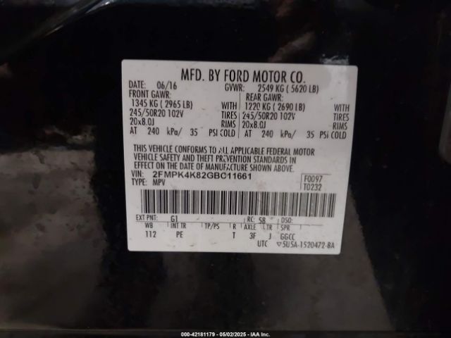 2016 FORD EDGE 2FMPK4K82GBC11661 Photo 8