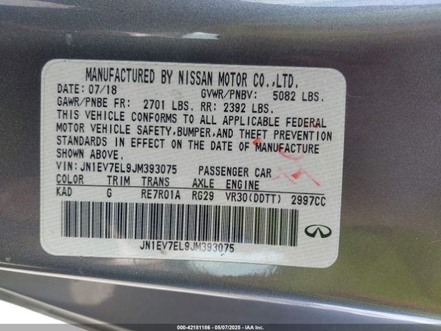 JN1EV7EL9JM393075 Infiniti Q60 3.0t Luxe