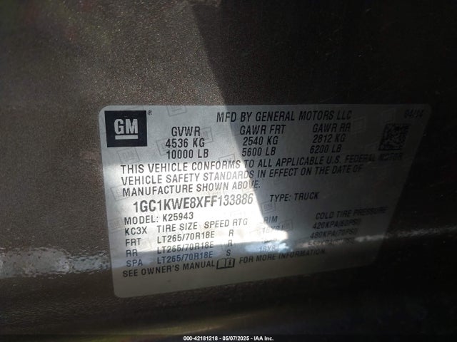 Chevrolet Silverado 2500hd Ltz 2015 1GC1KWE8XFF133886 Image 9