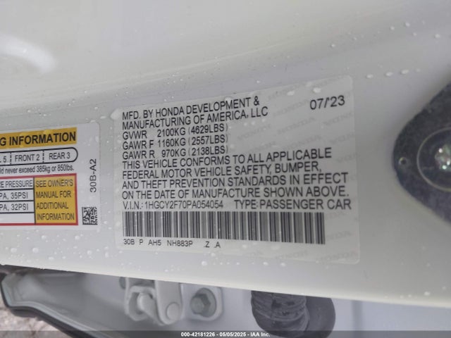 1HGCY2F70PA054054 Honda lfc5
