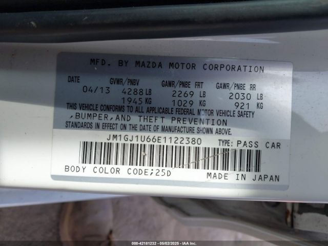 JM1GJ1U66E1122380 Mazda Mazda6 I Sport