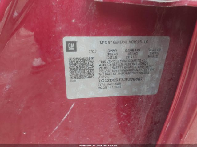 1G1ZD5ST7JF276487 Chevrolet MALIBU LT