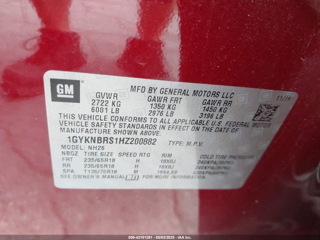 2017 CADILLAC XT5 1GYKNBRS1HZ200882 Photo 8
