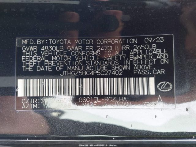 JTHGZ5BC4P5027402 Lexus Rc 350 F Sport