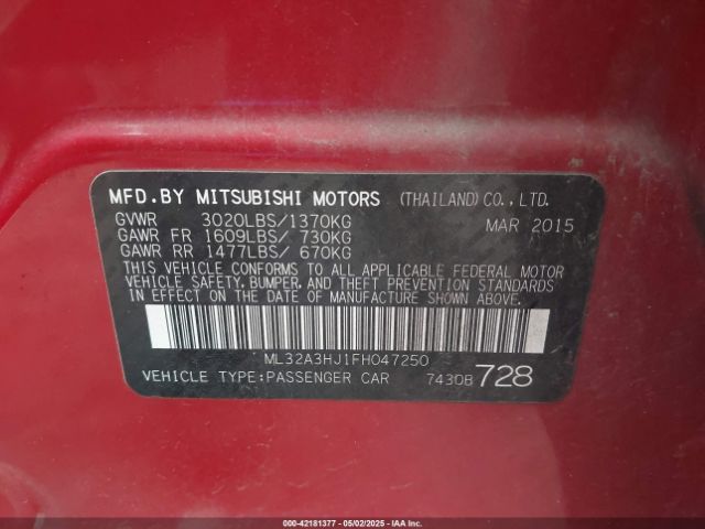 2015 MITSUBISHI MIRAGE ML32A3HJ1FH047250 Photo 8
