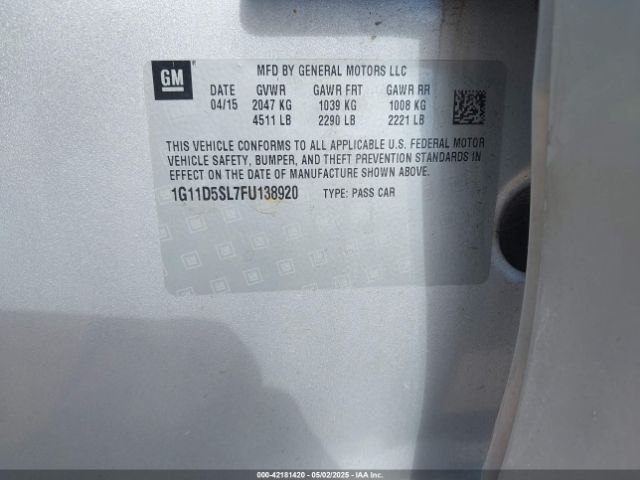 1G11D5SL7FU138920 Chevrolet MALIBU 2LT