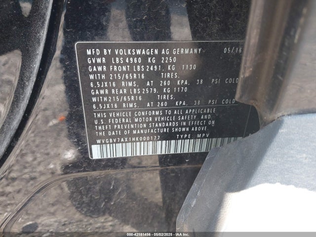 WVGBV7AX1HK000177 Volkswagen 2.0 tsi