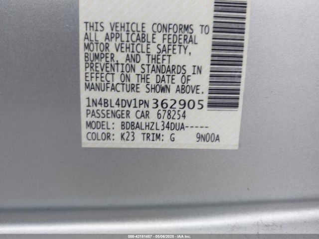 1N4BL4DV1PN362905 Nissan Altima Sv Fwd