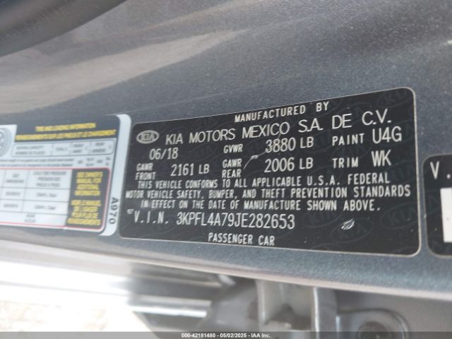 3KPFL4A79JE282653 KIA FORTE S