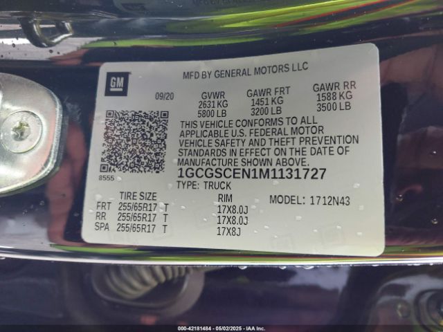 1GCGSCEN1M1131727 Chevrolet Colorado 2wd  Short Box Lt