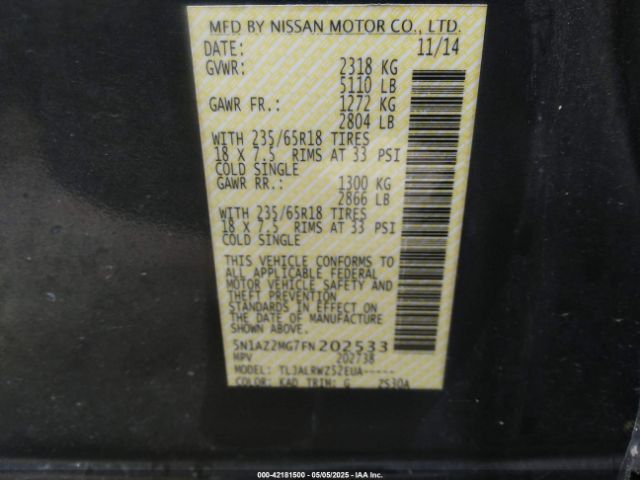 5N1AZ2MG7FN202533 Nissan MURANO SL
