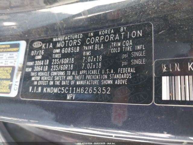 KNDMC5C11H6265352 KIA SEDONA EX