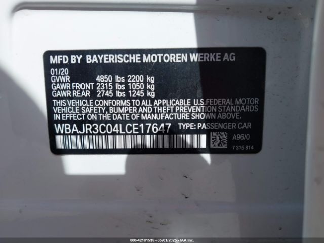 WBAJR3C04LCE17647 BMW 530I